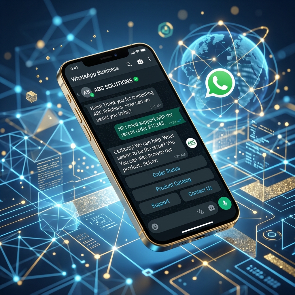 Smartphone affichant l'interface WhatsApp Business