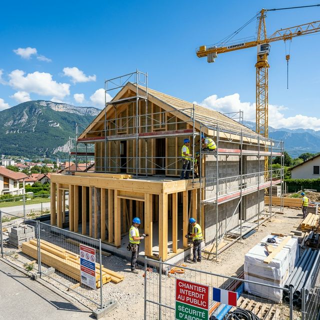 Chantier de construction sécurisé par l'assurance décennale AVENYS Solutions Courtage